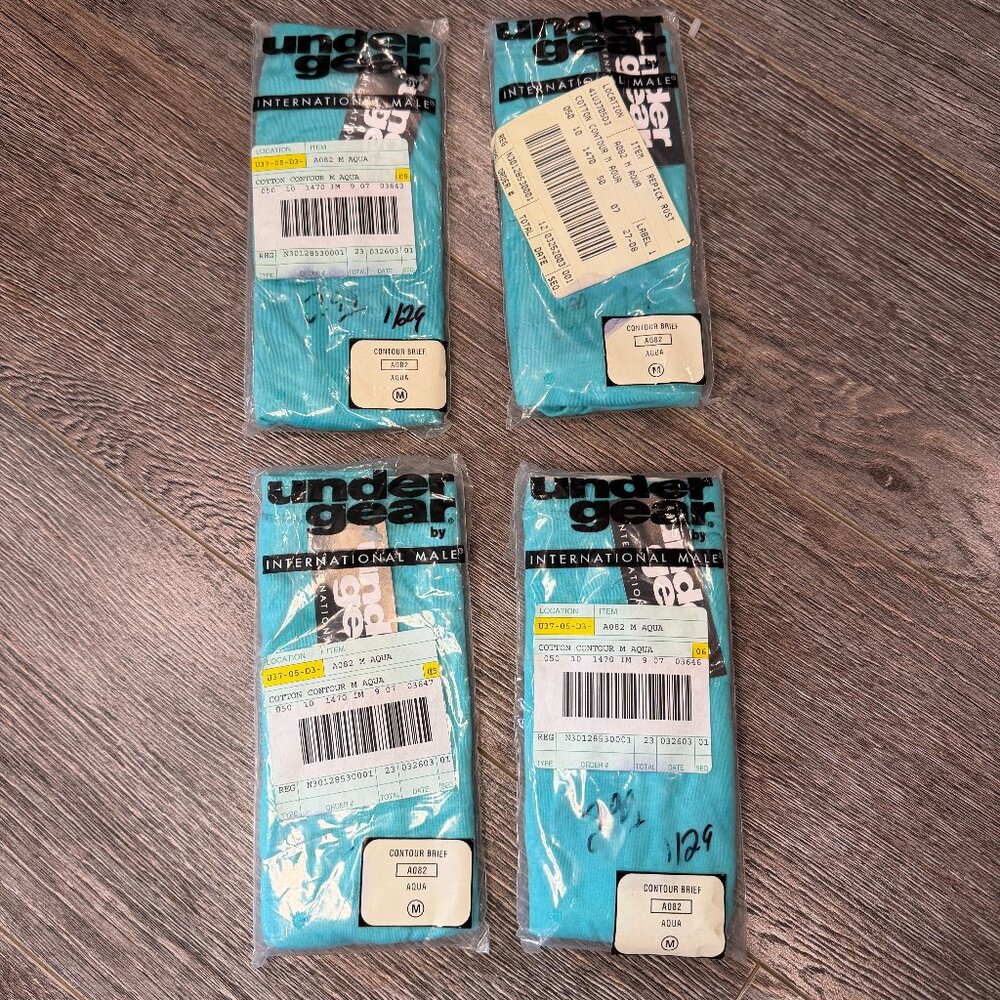Vintage Undergear by International Male Men’s Briefs Aqua Size Medium Lot of 4